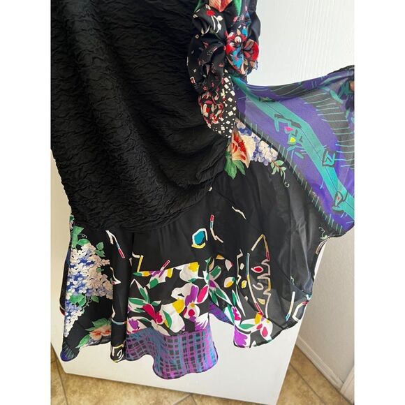 Vintage Gigi's Closette Glenview Black Multi Dress Size 6 Strapless - Picture 2 of 7